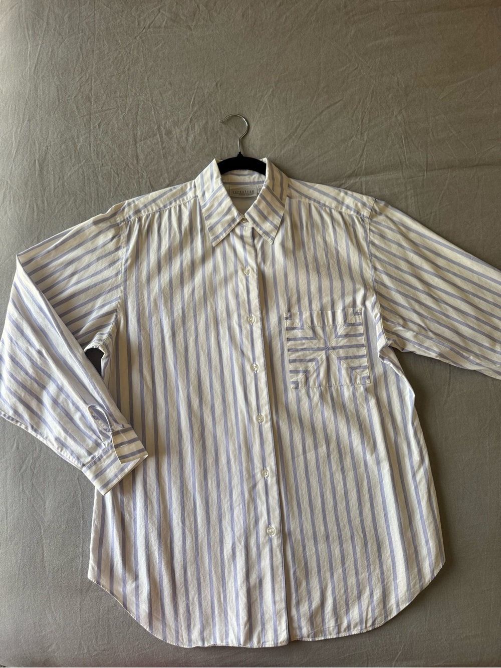 Nordstrom White Shirt with Light lilac Stripes - Button-up